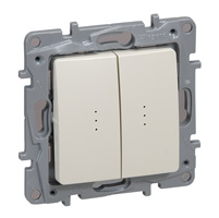 Купить Legrand Etika Слоновая кость Переключатель 2-клавишный с подсветкой, 10А, Автоматические клеммы 672316