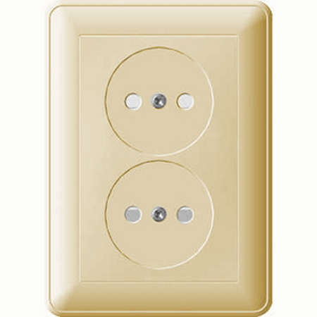 Systeme Electric Wessen 59 Беж Розетка 2-ая б/з со шторками, (в сборе, с рамкой)