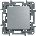 Купить Legrand Etika Алюминий Выключатель 1-клавишный с подсветкой/индикацией, автоматические клеммы, 10 AX, 250 В 672403