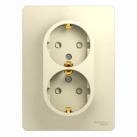 Купить Systeme Electric Glossa Беж Розетка 2-я с/з со шторками (в сборе с рамкой)
