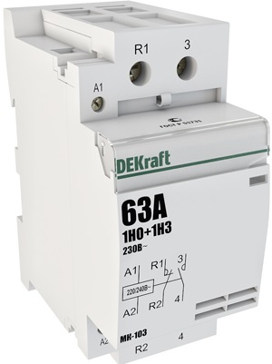 Купить Dekraft Модульный контактор 1НО+1НЗ 40А 230В МК-103