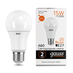 Gauss Лампа Elementary A60 15W 1320lm 3000K E27 LED 23215