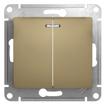 Купить Systeme Electric Glossa Титан Выключатель 2-клавишный с подсветкой, сх.5а, 10АХ