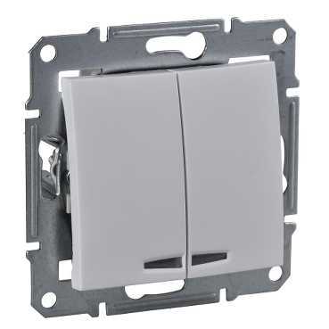 Купить SE Sedna Бел Выключатель 2-клавишный с подсветкой 10А (сх 5) SDN0300321