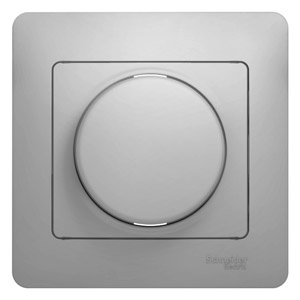 Купить Systeme Electric Glossa Алюминий Светорегулятор (диммер) поворотный, 300Вт (в сборе с рамкой)