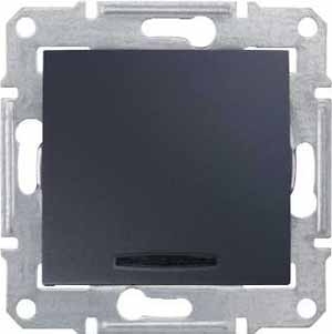 Купить SE Sedna Графит Переключатель 1-клавишный с подсветкой 10A, 250В (сх.6) SDN1500170