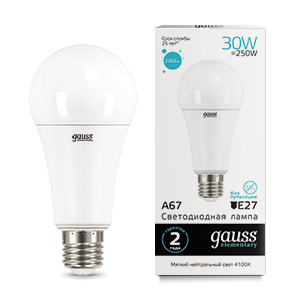 Gauss Лампа Elementary A67 30W 2360lm 4100K E27 LED 73229