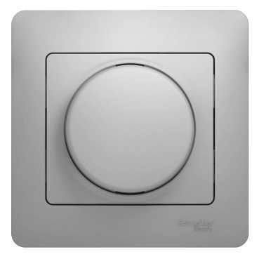 Купить Systeme Electric Glossa Алюминий Светорегулятор (диммер) поворотный, 300Вт (в сборе с рамкой)