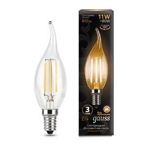 Gauss Лампа Filament Свеча на ветру 11W 810lm 2700К Е14 LED 104801111