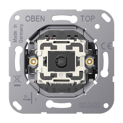 JUNG LS1912 Механизм одноклавишный, проходной, крепление винтами, без монтажных лапок K506EU