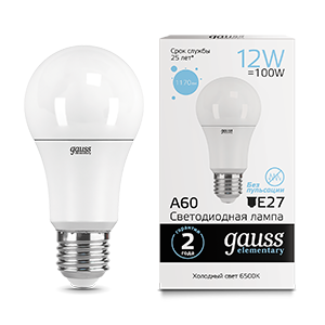 Gauss Лампа Elementary A60 12W 1170lm 6500K E27 LED 23232