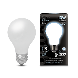 Gauss Лампа Filament А60 10W 860lm 4100К Е27 milky LED 102202210