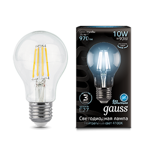 Gauss Лампа Filament А60 10W 970lm 4100К Е27 LED 102802210