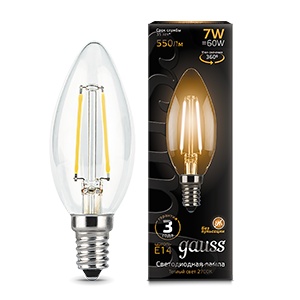 Gauss Лампа Filament Свеча 7W 550lm 2700К Е14 LED 103801107