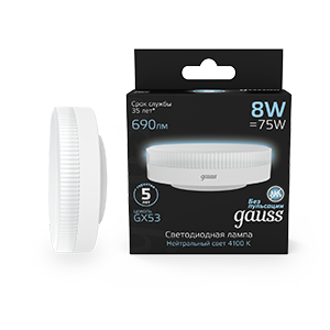 Gauss Лампа GX53 8W 690lm 4100K LED 108008208