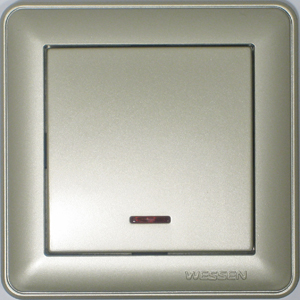 SE Wessen 59 Шампань Выключатель 1-клавишный с подсветкой 16А (сх.1) VS116-153-4-86