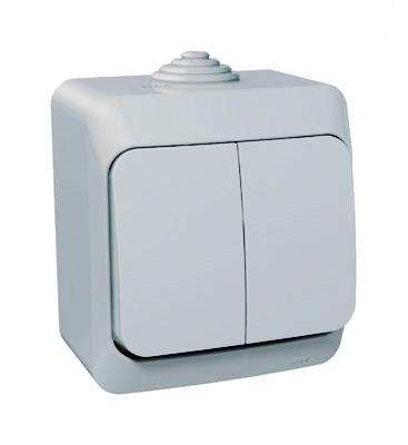 Купить Systeme Electric Этюд наруж Серый Выключатель 2-клавишный IP44