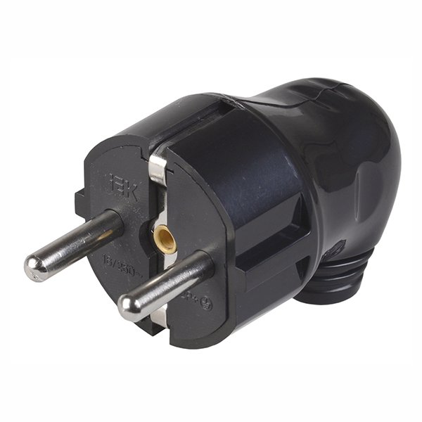 Купить IEK ВПу11-02-Ст Вилка разборная угловая с з/к 16А черная