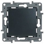 Купить Legrand Etika Антрацит Выключатель 2-клавишный с подсветкой/индикацией, авт.клеммы, 10 AX, 250 В 672604