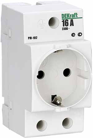 Купить Dekraft Розетка модульная на DIN-рейку 2P+PEN 16A 220В РМ-102