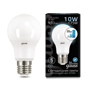 Gauss Лампа A60 10W 920lm 4100K E27 шаг. диммирование LED 102502210-S