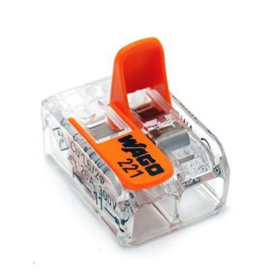 Купить Wago клеммы для всех типов проводников; макс. 4 мм²; 2-проводн.; с рычагами; прозрачный корпус 221-412