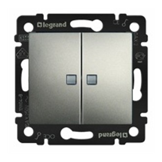 Купить Legrand Valena Алюминий Выключатель 2-х клавишный с подсветкой 770128