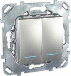 Купить SE Unica Top Алюминий Переключатель 2-клавишный (сх.6+6) с подсветкой MGU5.0303.30NZD