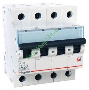 Купить Legrand TX3 Автоматический выключатель 4P 63A (С) 6000 404076