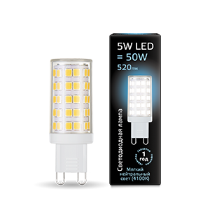 Gauss Лампа G9 AC185-265V 5W 520lm 4100K керамика LED 107309205