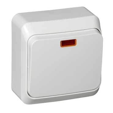 Купить Systeme Electric Этюд наруж Бел Переключатель 1-клавишный с подсветкой