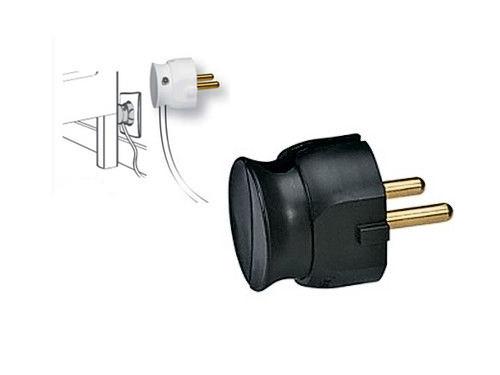 Купить Legrand Элиум Черный Вилка 2Р, 16А, пластик ультраплоская 050184