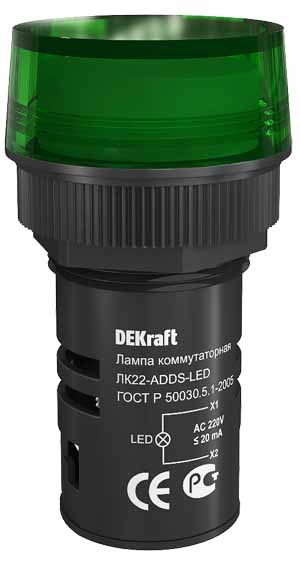 Купить Dekraft Лампа комм. ADDS D22 ЗЕЛЕНЫЙ LED 220В ЛK-22