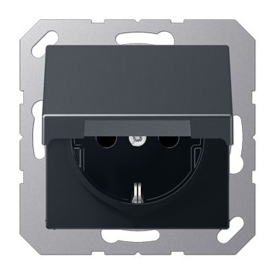JUNG Штепсельная розетка SCHUKO 16A 250V~ с защитой от детей; с крышкой; термопласт; матовый антрацит A1520BFKIKLANM