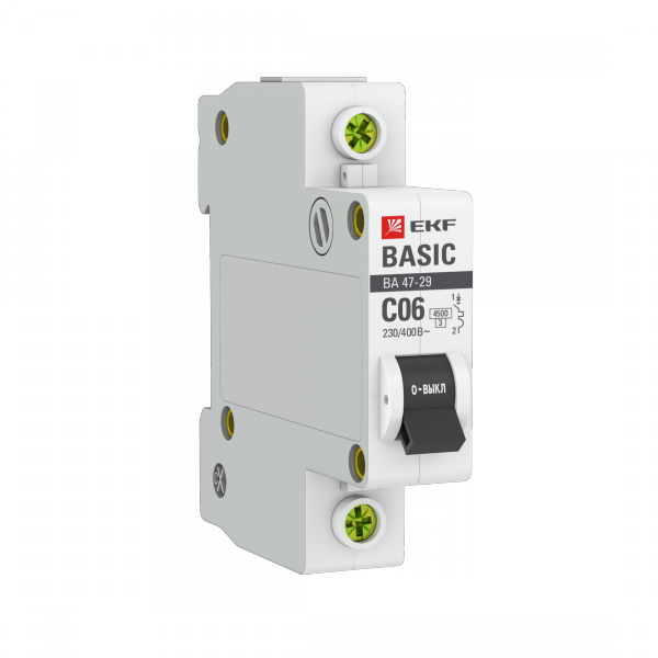 EKF Basic ВА 47-29 Автоматический выключатель (С) 1P 6А 4,5кА mcb4729-1-06C