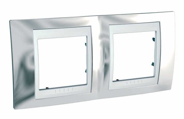 SE Unica Хамелеон Серебро/Бел Рамка 2-ая горизонтальная MGU66.004.810