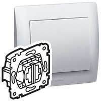 Legrand PRO 21 Мех Переключатель 2-х клавишный с подсветкой, 2 зеленые лампы 0,5 мА 775608