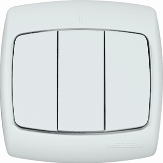 SE Wessen Рондо Бел Выключатель 3-клавишный 10А (в сборе) VS05U-321-BI