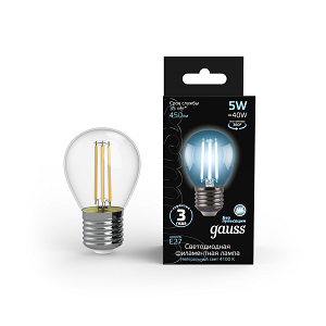 Gauss Лампа Filament Шар 5W 450lm 4100К Е27 LED 105802205