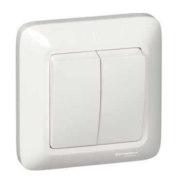 Купить SE Wessen Прима внутр Бел Выключатель 2-клавишный 6А (в сборе) (опт.упак.) S56-043-B