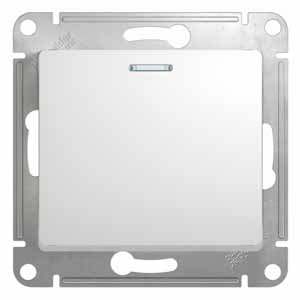 Купить Systeme Electric Glossa Бел Выключатель 1-клавишный с подсветкой, сх.1а, 10АХ