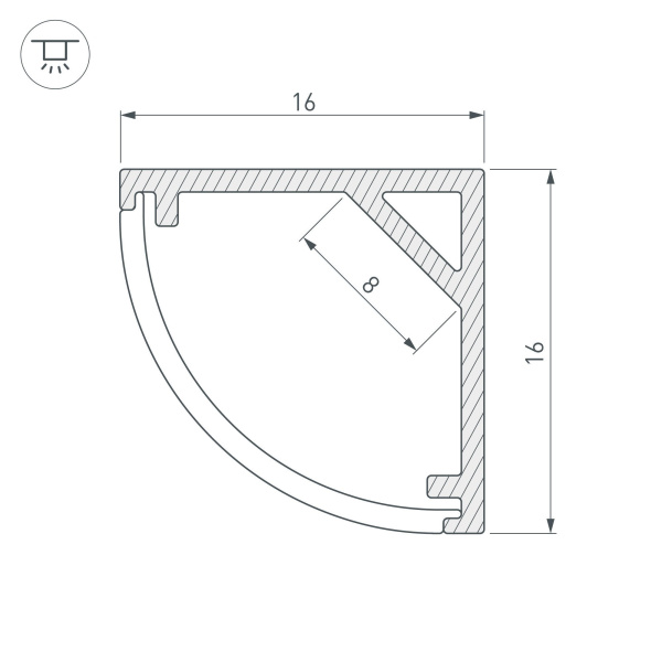 Купить Arlight Профиль SL-KANT-H16-2000 ANOD (Алюминий) 023723