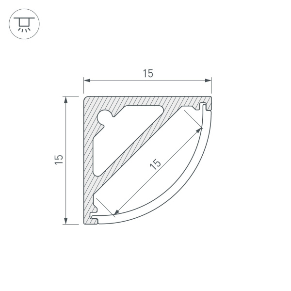 Купить Arlight Профиль SL-KANT-H15-2000 ANOD (Алюминий) 019327