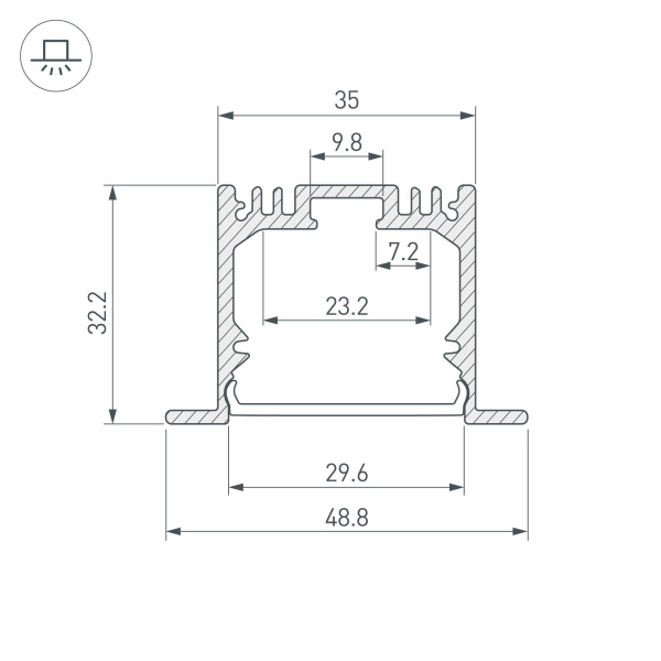 Купить Arlight Профиль с экраном SL-LINIA49-F-2500 ANOD+OPAL (Алюминий) 020469
