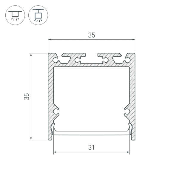 Купить Arlight Профиль с экраном SL-LINE-3535-2500 ANOD+OPAL (Алюминий) 020462