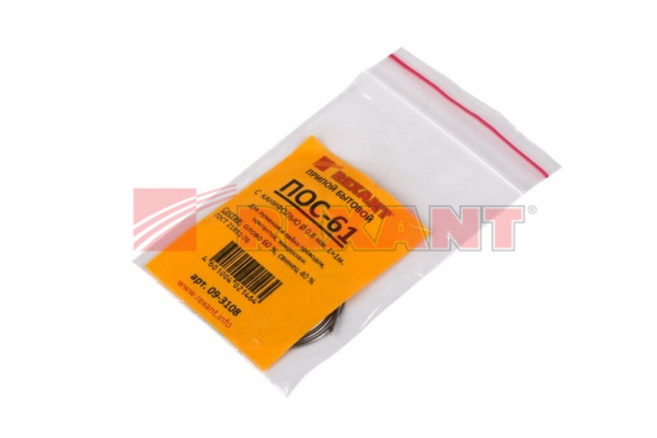 Купить Припой с канифолью ПОС-61 Ø0.8мм спираль 1 метр Rexant 09-3108