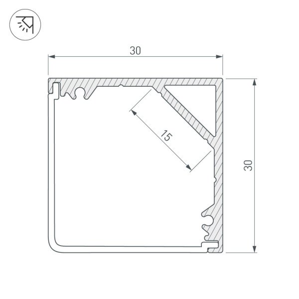 Купить Arlight Профиль SL-KANT-H30-2000 ANOD (Алюминий) 019333