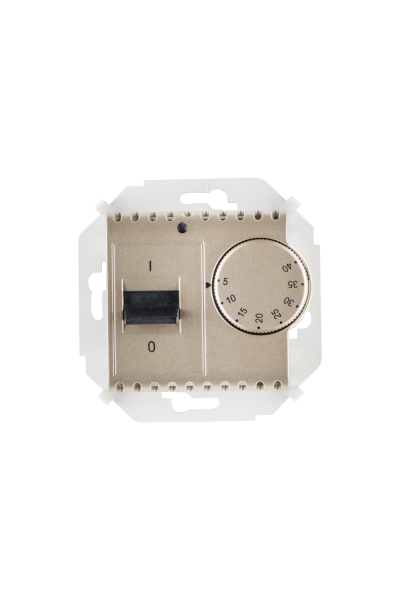 Купить Simon 15 Шампань Регулятор тёплого пола, с зондом, 16А, 230В, 3600Вт, 5-40град, IP20 1591775-034