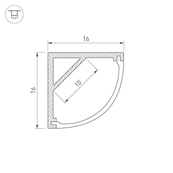 Купить Arlight Профиль ARH-KANT-H16-2000 ANOD (Алюминий) 016178