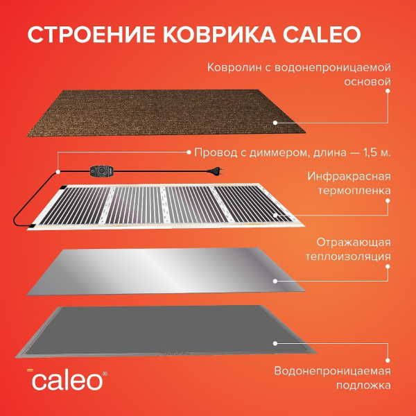 Купить Греющий коврик CALEO 40х60 см., коричневый